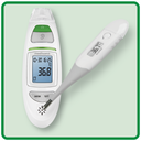 Digitales Fieberthermometer mit LCD-Anzeige, zeigt 36,8 °C, für Stirn- und Ohrmessung, kontaktlos & präzise. - Link zur Markenseite/Fieberthermometer